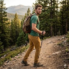 Prana Brion Pants Rugged Mens 32 Brown Slim Straight Stretch Chino Hiking picture
