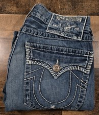 True Religion Jeans Men 33x29 (32W) Blue Denim Big Billy T Flap Pockets USA Made picture