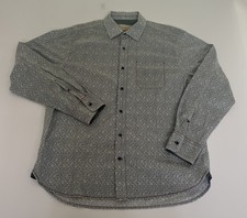 Vintage Italia c.1958 Shirt Mens L Blue Geometric Pattern Button Up Long Sleeve picture