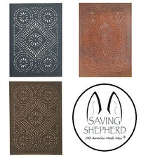4 PUNCHED TIN PANELS Handcrafted Vertical Primitive Diamond Design in 3 Finishes picture