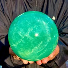 4.4LB Top Natural Green Fluorite Ball Quartz Crystal Healing Sphere Reiki stone picture