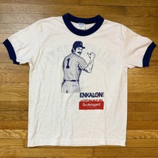 VTG 1983 New York Yankees Billy Martin Promo Ringer T-Shirt, Kids Size 14-16 picture