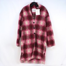 Isabel Marant Etoile Gabriel Checked Long Coat In Fuchsia - Women's Size FR 42 picture