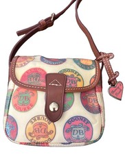 Vintage Dooney And Bourke Mini Crossbody DB Monogram Print On Cream Leather  picture