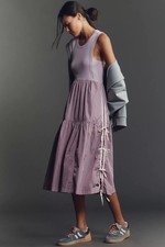 ANTHROPOLOGIE Daily Practice The Bowline Tiered Midi Dress Purple Size XXS NEW picture