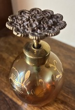 Vintage Lady Fair Import Amber Glass Perfume Atomizer, Mid Century Gilded  picture