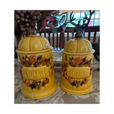 Vintage Los Angeles Potteries 1967 Coffee & Sugar Canister Set Collectable 2pc picture