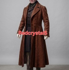 Men's Victorian Brown Wool Frock Coat Long Regency Overcoat Steampunk Coat picture
