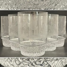 Wildlife Geese & Deer Etched Crystal Lowball Tumblers 6pc Set c1980s Germany 4