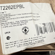 Moen T2262EPBL Round Shower Head Matte Black Metal 1.75 GPM WaterSense Arm picture