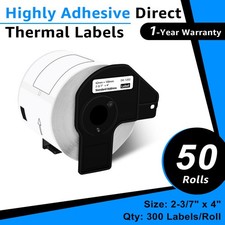 50Rolls 62mmx100mm White Paper Shipping 300 Labels DK-1202 For Brother QL-710W picture