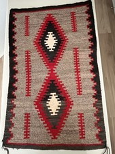 Pristine Vintage Authentic Navajo Rug - Ganado Red Stepped Diamond Weaving picture