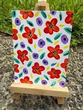 ACEO/ATC Original Acrylic Mini Flower Painting 