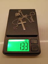 14k White Gold Necklace & Cross Pendant With Diamond picture