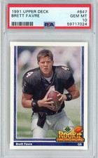 Graded 1991 Upper Deck Brett Favre #647 Rookie RC Card PSA 10 Gem Mint picture