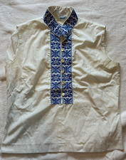 Vintage Judy Bond White Blue Embroidered Blouse Oktoberfest Folk Style picture