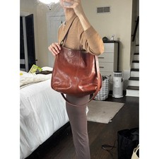 I Medici Firenze Vintage Italian Genuine Leather Cognac Hobo Shoulder Bag picture