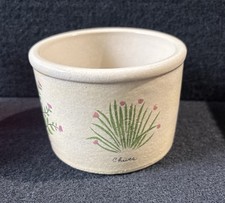 RRP Co Roseville Ohio 1 Pint Low Jar Pottery Crock~Hand Painted Herbs~ NOS ￼￼ picture