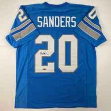 Facsimile Autographed Barry Sanders Detroit Blue Jersey Size Men's XL picture