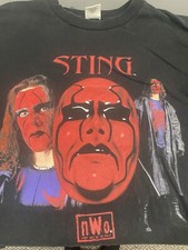 Vintage 1998 Sting WCW NWO Wrestling Mens T-Shirt Red Face Size X-Large picture