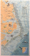 OUTER BANKS NAT GEO 1970 GHOST SHIP FRAMED MAP, HISTORIC CULTURAL DECOR GIFTS picture