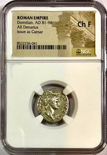 81-96 AD Domitian Horseback Rev. Ancient Roman Silver Denarius NGC Choice Fine picture