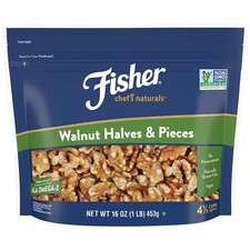 Fisher Chef's Naturals Gluten Free, Non-GMO Walnut Halves & Pieces, 16 oz Bag picture