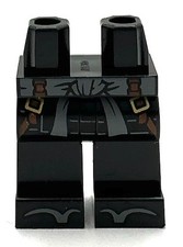 Lego NewMinifig Black Pants Legs w/ Dark Bluish Gray Sash Sandals Buckles picture