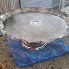 Vintage Sheridan Silver Co Pedestal Cake Stand 3-Box Hallmark Silver on Copper picture