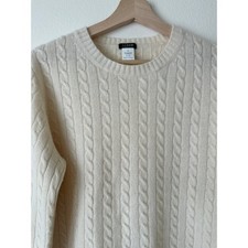 J.Crew Factory Women XL Lambswool Rabbit Hair Cable Knit Sweater Ivory Cream picture
