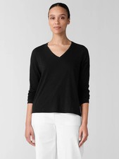 Eileen Fisher Organic Cotton Slubby Jersey V-Neck Top picture