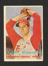 1957 Topps JOHNNY KLIPPSTEIN Cincinnati Reds #296 SEMI HIGH VG Condition picture