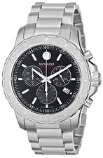 New Movado Series 800 Chronograph Black Dial Steel 2600110 Mens Swiss 42mm Watch picture