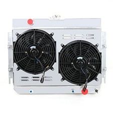 62MM 4 Row All Aluminum Radiator +Fan Shroud Combo for 1963-1968 Chevy Bel Ai... picture