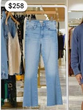 MOTHER Light Wash Raw Frayed Hem Flare Jeans Women's Size 27 picture