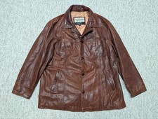 1990s vintage WILSONS leather coat 2XL brown PATINA broke-in Y2K distressed picture