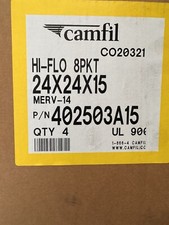 CAMFIL 4 PACK HI-FLO MERV-14 8 POCKET FILTER 24X24X15 402503A15 picture