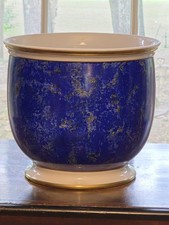 Vintage 1983 Mangani Italy Lapis Lazuli Porcelain Cache Pot Lg 10 1/2