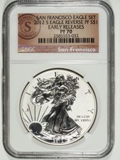 2012 S NGC PF 70 Reverse Proof American Silver Eagle San Francisco Eagle Set 032 picture
