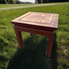 Vintage Chinese Ming Style Square Side Table Rosewood Elm Horse Hoof Foot picture
