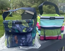 2 Thirty One Littles Carry-All Caddy Mini Totes Bags Colorful & Falling Feathers picture