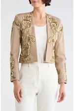 NEW, L'AGENCE Remini Embellished Jacket in Dark Cappuccino Sz 2 #SJ2528 picture