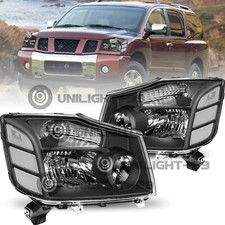 For 2004-2015 Nissan Titan/04-07 Armada Black Headlights Headlamps Left+Right  picture