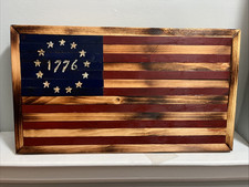 Handmade 1776 Wooden American Flag Classic Rustic Wall Decor USA picture