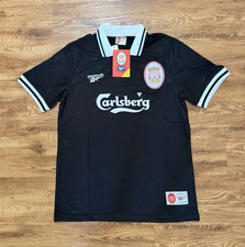 Reebok Liverpool FC Soccer Jersey Black/White Carlsberg Sponsor Official SIZE M picture