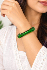 Green Chunky Beaded Stretch Bracelet Bold Statement Jewelry 23 picture