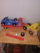 VINTAGE LINDBERG SNAP-FIT INDY 500 RACING TEAM TRUCK & INDY CAR/ w BOX picture