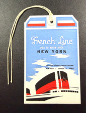 Authentic French Line S.S. Ile De France  baggage/luggage Tag - 1950- Mint picture