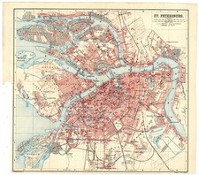 SAINT PETERSBURG   ORIGINAL VINTAGE  MAP  RUSSIA  1893 Санкт-Петербург Россия picture
