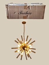 TOCHIC Modern SPHERE Gold 9 Light ORB Glass Chandelier Living Dining Room Foyer picture